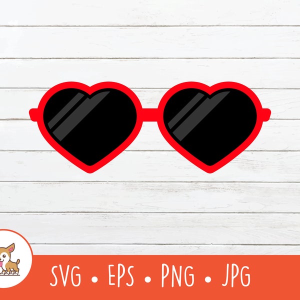 Love Glasses Clipart, Heart Glasses SVG, Vector Heart Shaped Glasses Cut File For Cricut, PNG, EPS, Instant Digital Download