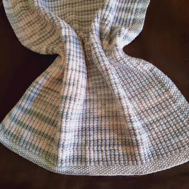 Textured Reversible Baby Blanket Knitting Pattern, Beginner Knit, PDF