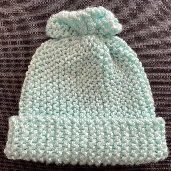 Easiest Adult Beanie PDF Knitting Pattern - Beanie with Cheat 'Pom-Pom' - Beginner Knit - Easy Pattern