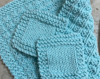 Mönster för stickad bomullsduk och skrubbset – återanvändbar, vändbar (PDF-mönster)