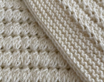 Cluster Stitch Baby Blanket - PDF Knitting Pattern - Easy knitted baby blanket - Textured Baby Blanket - Easy 4 row repeat pattern