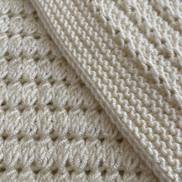 Cluster Stitch Baby Blanket - PDF Knitting Pattern - Easy knitted baby blanket - Textured Baby Blanket - Easy 4 row repeat pattern