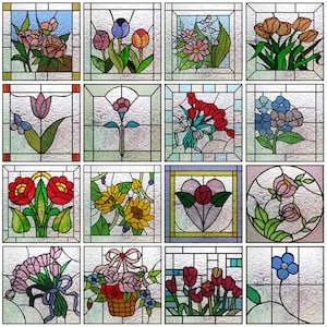 Custom Size Matte Window Film Stained Glass Decorative Uv Privacy Frosted Static Cling Glass Garden Flower Window Sticker