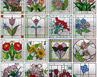 Custom Size Matte Window Film Stained Glass Decorative Uv Privacy Frosted Static Cling Glass Garden Flower Window Sticker