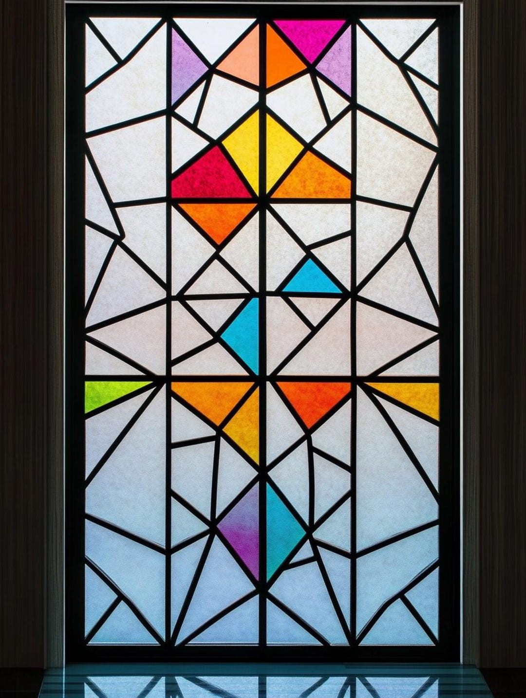 Custom Size Rainbow Geometric Window Cling Stylish Stained Glass ...