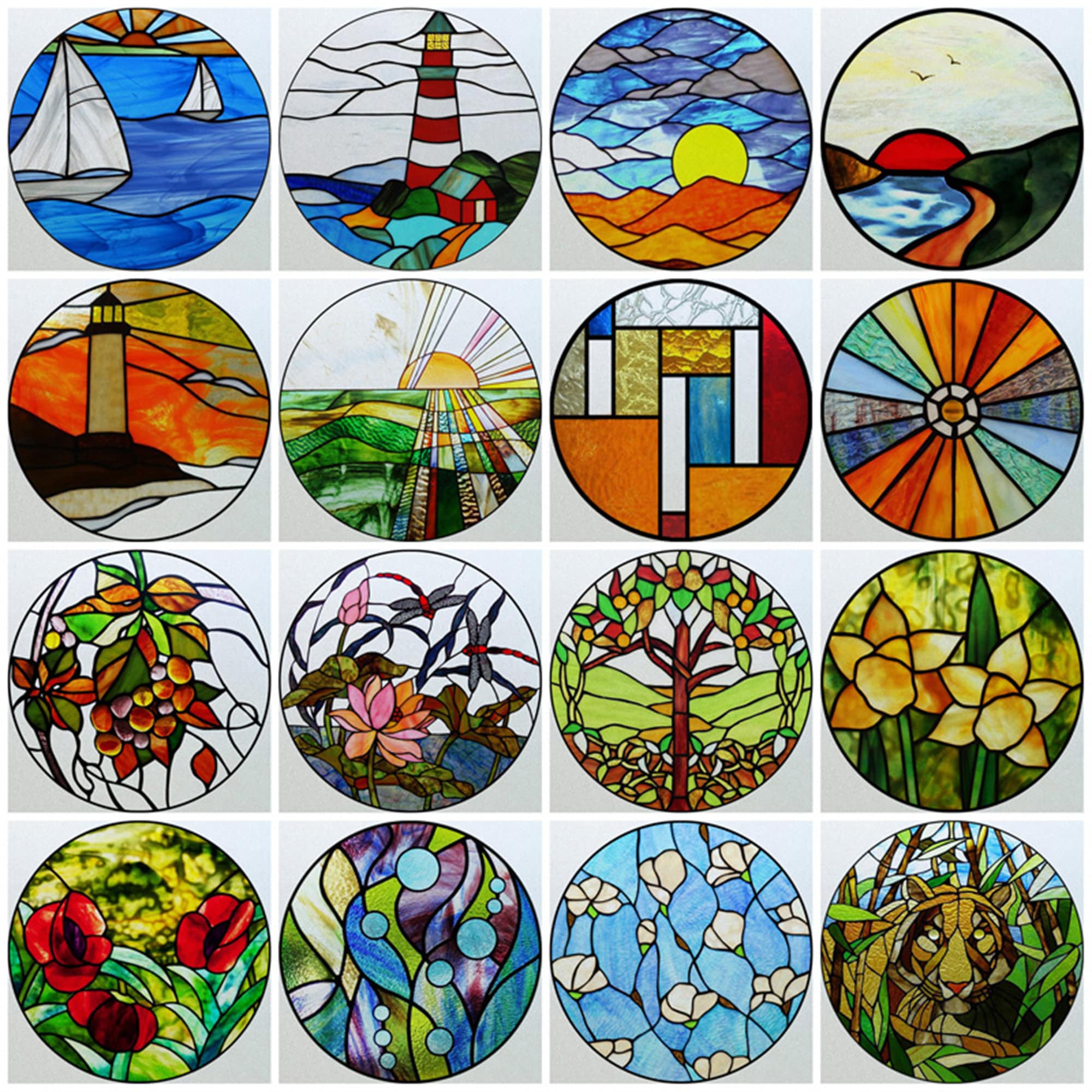 Customized Window Stained Glass Round Window Films Privacy Static Cling Frosted Pattern For Home Decor