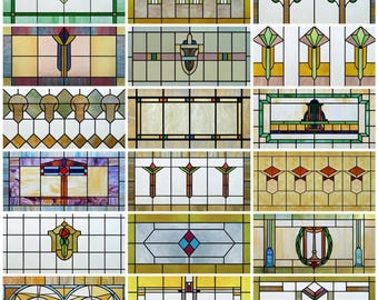 Custom Size Window Film Stained Glass Decorative Retro Window Sticker Privacy Frosted Static Cling Home Decal for Glass