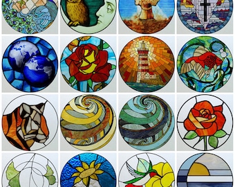 Customized Stained Glass Window Glass Films Privacy Frosted Static Cling Classic Pattern For Round Window Door Home Decor