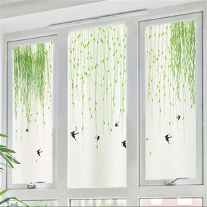 Aangepaste grootte glasfilms privacy raamfolie rieten mat privacypatroon voor raamdeur woondecoratie