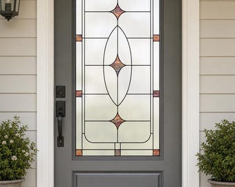 Front Door Printed Stained Glass Effect Film, Art Deco Diamonds, Custom Size Available