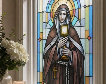 Church Window Decor Printed Stained Glass Effect Film, Religious Art Deco Static Cling, Custom Size Available