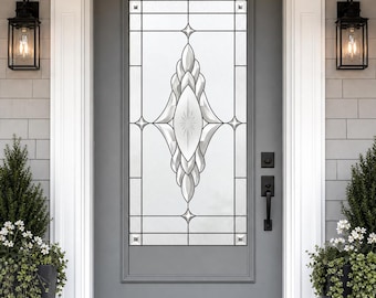 Add Privacy with Frosted Art Deco Geometric Medallion Film, Custom Size Available