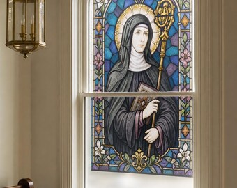 Church Window Saint Printed Stained Glass Effect Film, Custom Size Static Cling Privacy Decor
