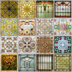 Custom Size Window Film Stained Glass Films Privacy Frosted Static Cling Square Window Sticker Home Decal for Glass Door Office
