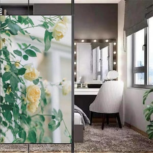 Custom Size Anti-UV Flower Pattern Privacy Window Film Frosted Non-glue Static Cling Glass Window Film for Bathroom Stained Glass Sticker