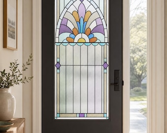 Art Deco Fan Arch Stained Glass Effect Film, Custom Size Available