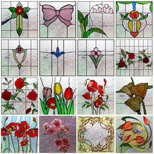 Custom size 3D Matte Window Film Stained Glass Decorative Uv Window Sticker Privacy Frosted Static Cling for Glass Garden Flower