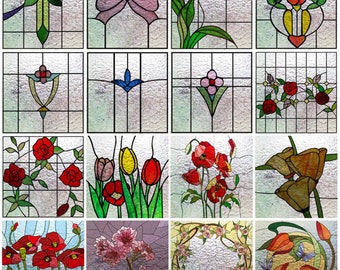 Custom size 3D Matte Window Film Stained Glass Decorative Uv Window Sticker Privacy Frosted Static Cling for Glass Garden Flower