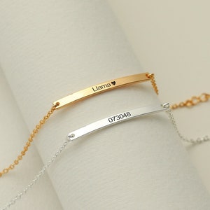 Personalized Name Bar Bracelet,Engraved Bracelet,Minimalist Bracelet for Women,Custom Gold Bangle,Bar Jewelry,Bridesmaid,Mother's Day Gift