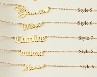 Collar minimalista personalizado, collar de nombre delicado, collar de mamá de oro, regalos de joyería hechos a mano para mujeres, regalos de cumpleaños, regalo para ella