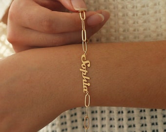 Pulsera o tobillera con nombre personalizado, collar con nombre de oro personalizado, joyería con nombre delicado, regalo del Día de la Madre para ella, regalo de cumpleaños para mujer