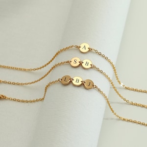Custom Initial Bracelet,Personalized Jewelry,Mothers Bracelet,Gold Bracelet for Women,Family Letter Name Bracelet,Birthday Gift for Her image 2