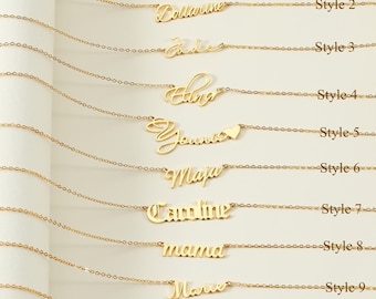 Collar de nombre personalizado, collar de nombre personalizado, collar de nombre de oro delicado, collar de madre, joyería minimalista, regalos de Navidad para mujeres/ella