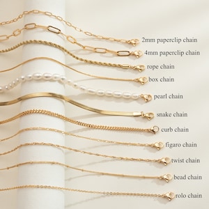 18K Gold Chain Necklace,Paperclip Chain,Twist Chain,Figaro Chain,Curb Chain,Pearl Chain,Rope Chain,Everyday Jewelry,Gift for Women/Her/Mom