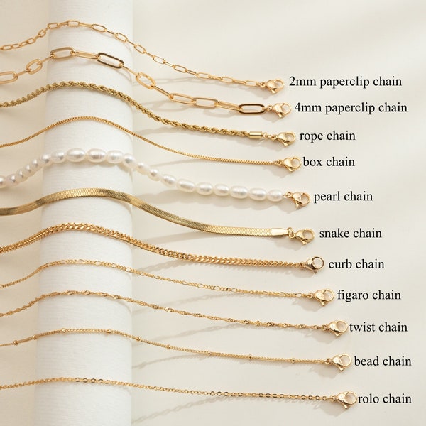 18K Gold Chain Necklace,Paperclip Chain,Twist Chain,Figaro Chain,Curb Chain,Pearl Chain,Rope Chain,Everyday Jewelry,Gift for Women/Her/Mom