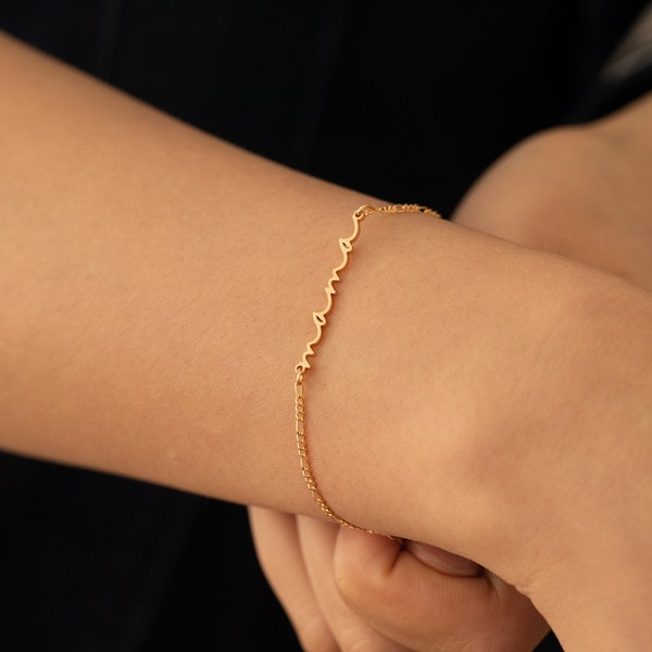 Gold Name Bracelet,Custom Signature Bracelet,Minimalist Name Bracelet for Women,Mom Bracelet,Personalized Jewelry for Her,Birthday Gifts