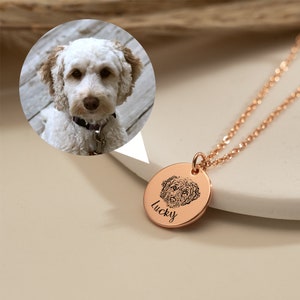Collar de retrato de mascota grabado, collar de retrato de gato de perro personalizado, joyería de mascota personalizada para mujeres, regalo conmemorativo de mascota, regalo de cumpleaños para mamá imagen 5