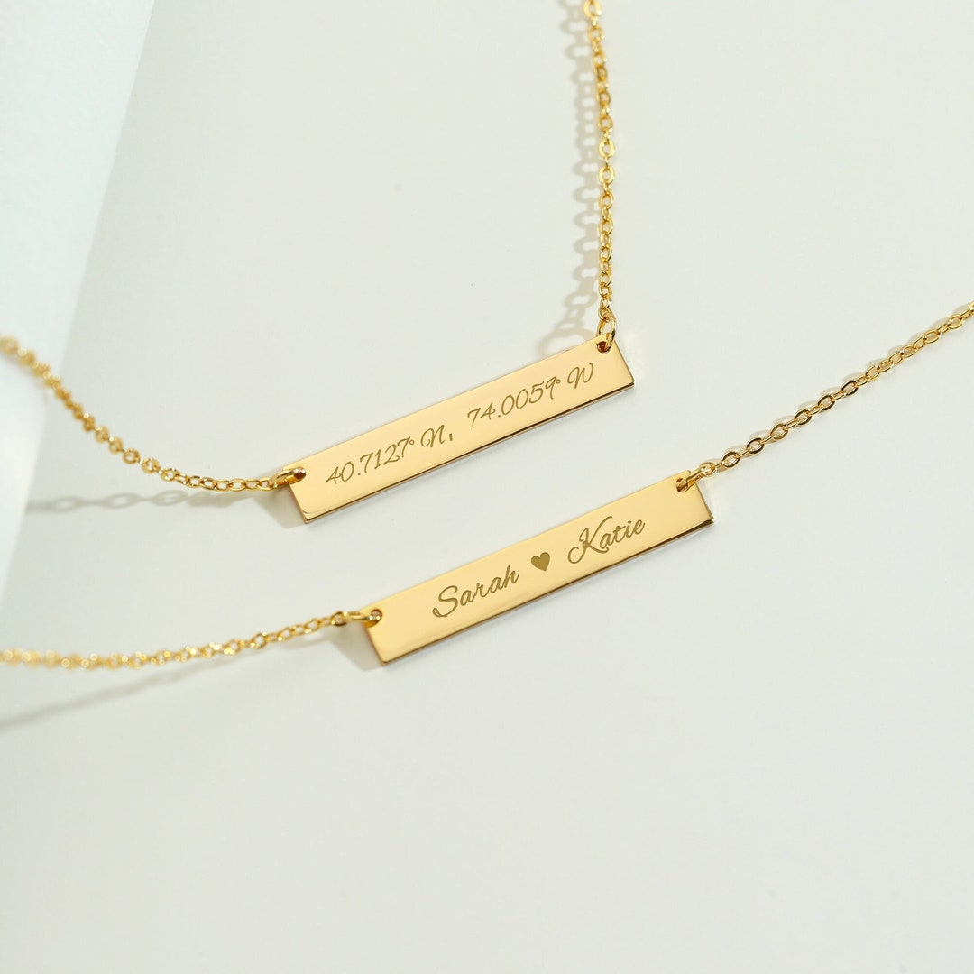 Personalized Bar Necklace With Namegold Bar Necklace for Etsy