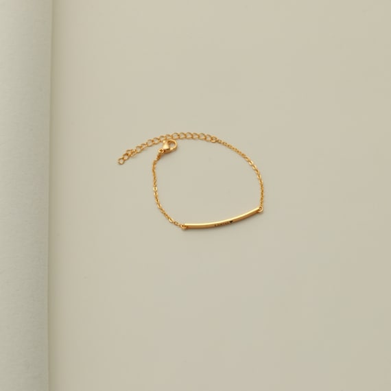 Hand Stamped Your Name Bar Bracelet / Gold Silver Rose Gold  #fastweddingplanning | Bar bracelets, Gold bar bracelet, Delicate bracelets