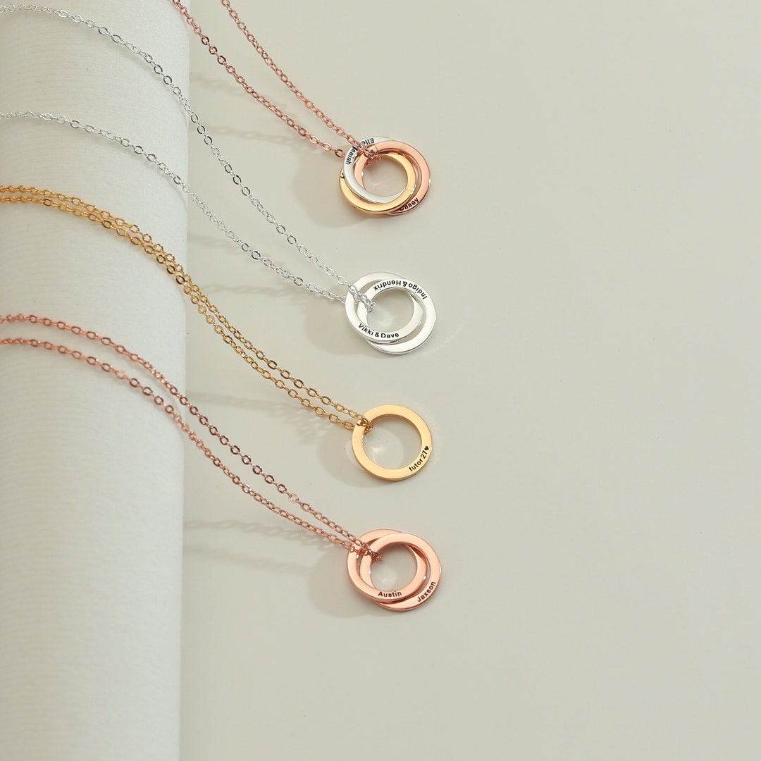 Custom Circle Necklace,personalised Family Name Necklace,mothers Day