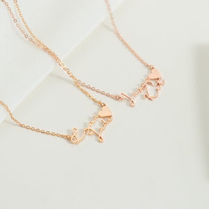 Collier Prénom Personnalisé, Collier Deux Prénoms avec Coeur, Collier Double Prénom Personnalisé, Bijoux Couple Minimaliste pour Femme, Cadeau pour Ami image 2