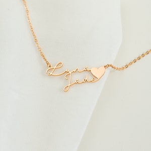 Collier Prénom Personnalisé, Collier Deux Prénoms avec Coeur, Collier Double Prénom Personnalisé, Bijoux Couple Minimaliste pour Femme, Cadeau pour Ami image 6