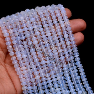 Natural Blue Chalcedony Gemstone Smooth Rondelle Beads, Size 5-6MM Aprx,15&quot; Strand, Rainbow Opal Smooth Rondelle Beads For Handmade Jewelry