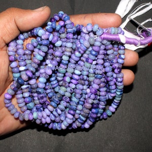 Lavender Blue Opal Rondelle Beads: Smooth Gemstone Beads, 8/16 Inch