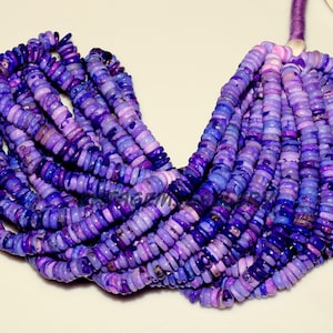 Lila Opal Heishi Perlen: 6.5-7 mm glatte Münzperlen, 16 &quot;Strang