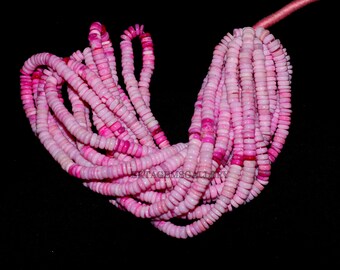 Pink Opal Heishi Beads: 6-6.5mm Smooth Tyre Gemstone, 16" Strand