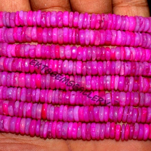 Light Pink Opal Smooth Heishi Coin Shape Beads, 16&quot; 7-8MM Pink Opal Gemstone Smooth Disc Beads, Opal Tyre Beads, DIY Personalized Beads