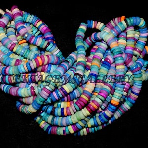 Multi Color Opal Gemstone Smooth Heishi Tyre Shape Beads 16&quot; 8MM Disco Opal Smooth Heishi Beads, Rainbow Opal Heishi Beads,Gift For Her