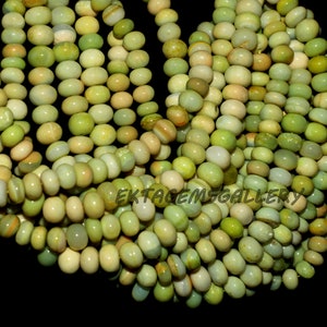 Kelly Green Opal Beads: 6-7mm Smooth Rondelle Gemstone, 16&quot; Strand