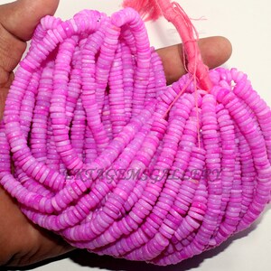 Handgefertigte Baby Pink Opal Heishi Perlen: Glatte Edelstein Scheiben