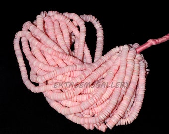 Opal Beads for Personalized Jewelry MakingAAA Pink Opal Heishi Beads: 7-8mm Smooth Gemstone Discs, 16" Strand