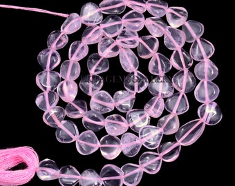 Rosenquarz-Herz-Perlen: 6,5-7 mm glatte vertikale Perlen, 13 "StrangValentinstag Geschenk für sie
