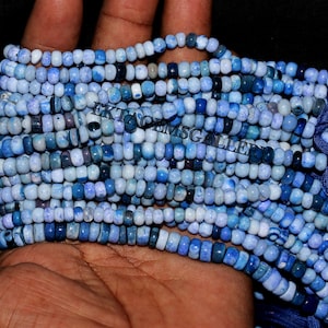Blue Opal Gemstone Rondelle Beads: Handmade Jewelry Making, 5-5.5mm, 13&quot; Strand