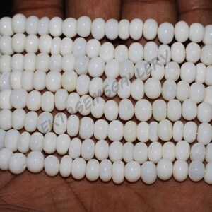 AAA White Opal Rondelle Beads: Smooth Gemstone Jewelry Making, 16&quot; Strand