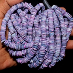 Lila Lavendel Opal Heishi Perlen: 7-8 mm Glatter Edelsteinstrang