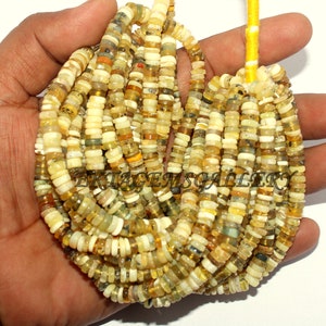 Yellow Opal Heishi Beads: 6-8mm Smooth Gemstone Strand, 16 Inch